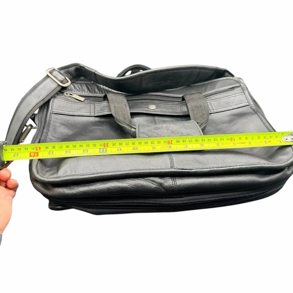 Wilsons Leather Pelle Studio Black Laptop Briefcase Bag